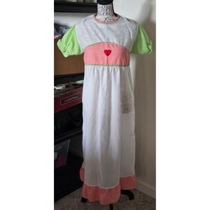 Miss B Nightgown Girls Size 12 White Gingham Heart Vintage 70s Prairie Cottage